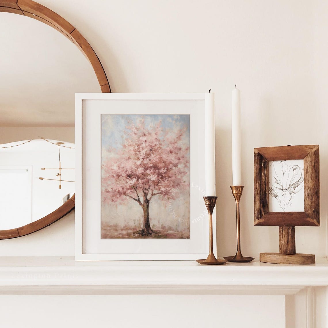 Pink Cherry Blossom Tree Vintage Spring Oil Painting Floral Poster - Image 3