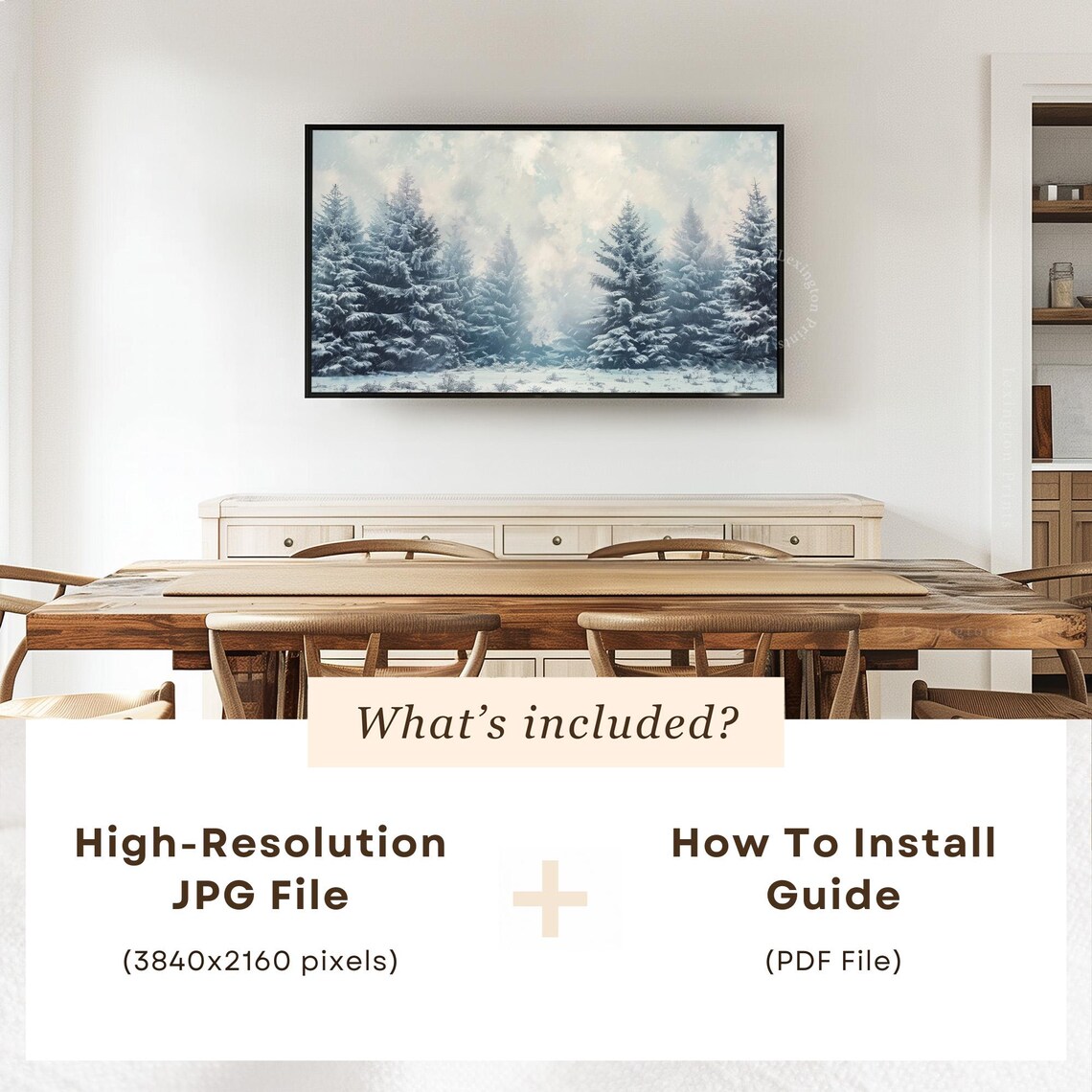 Snowy Pine Forest in Falling Snow Winter Frame TV Art Poster - Image 6