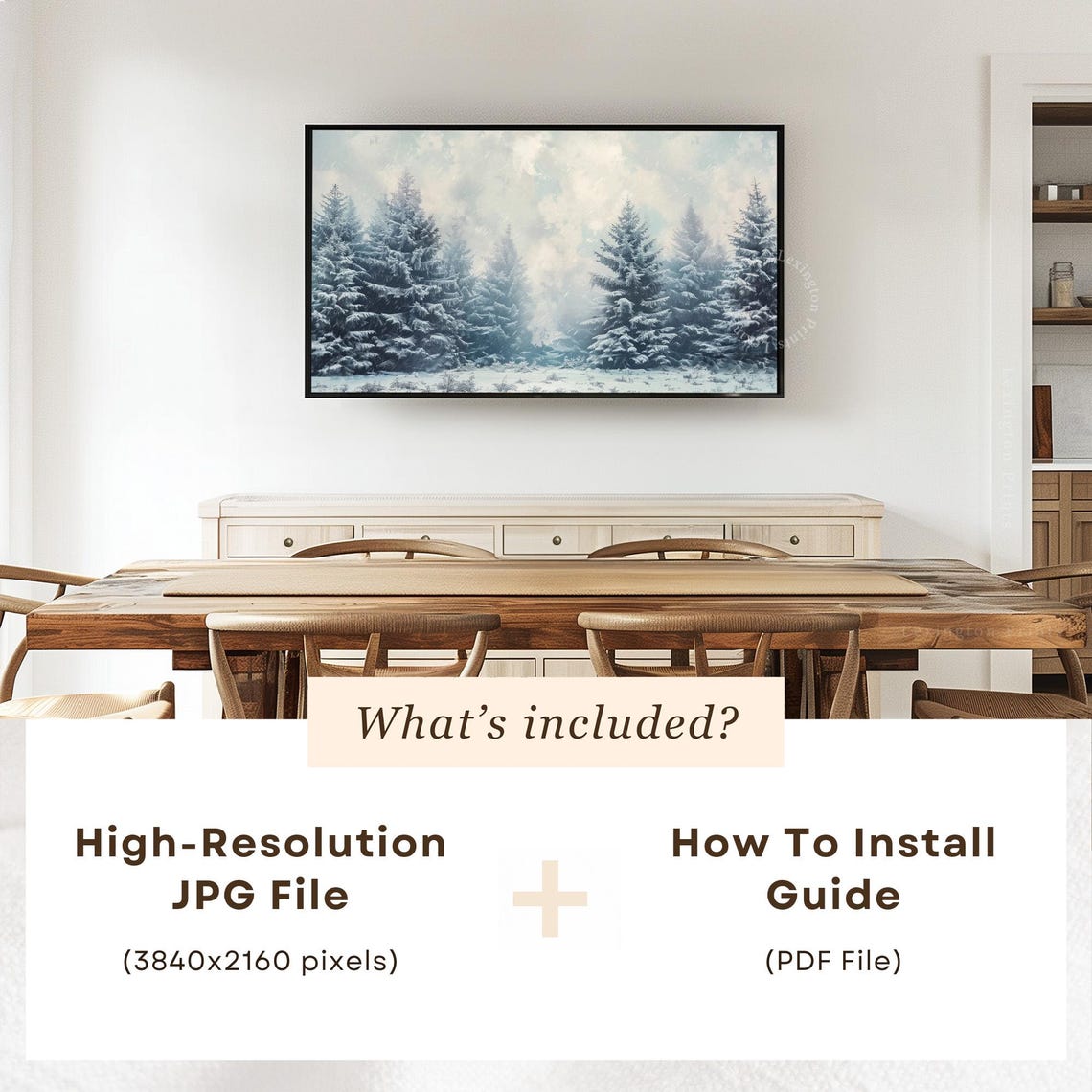 Winter Forest Christmas Tree Tv Art Frame Tv Art Winter Tv Art Farmhouse Tv Art Snowy Landscape Painting Moody Blizzard Art 918 - Image 6