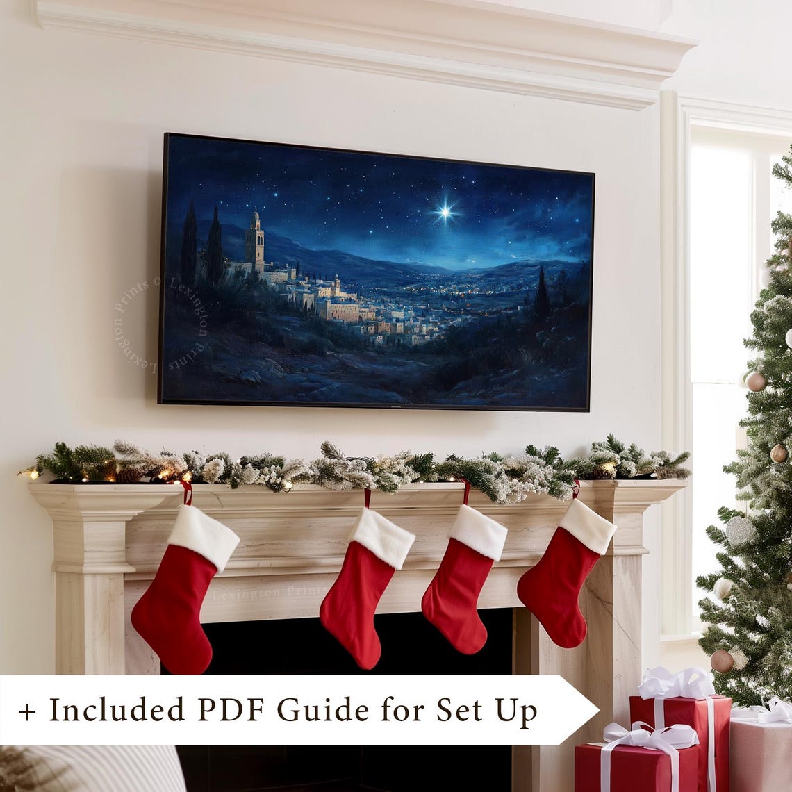 Christmas Star Of Bethlehem Tv Art Frame Tv Art Christmas Tv Art Christian Tv Art Biblical City Wall Art Oil Painting Tv Art 943 - Image 8