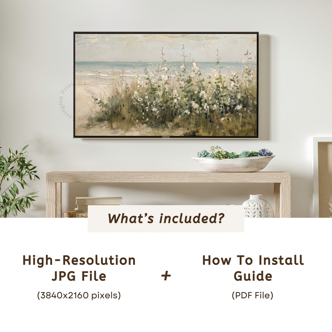 Soft Coastal Wildflowers by the Sea Frame TV Style Scenic Poster - Image 6