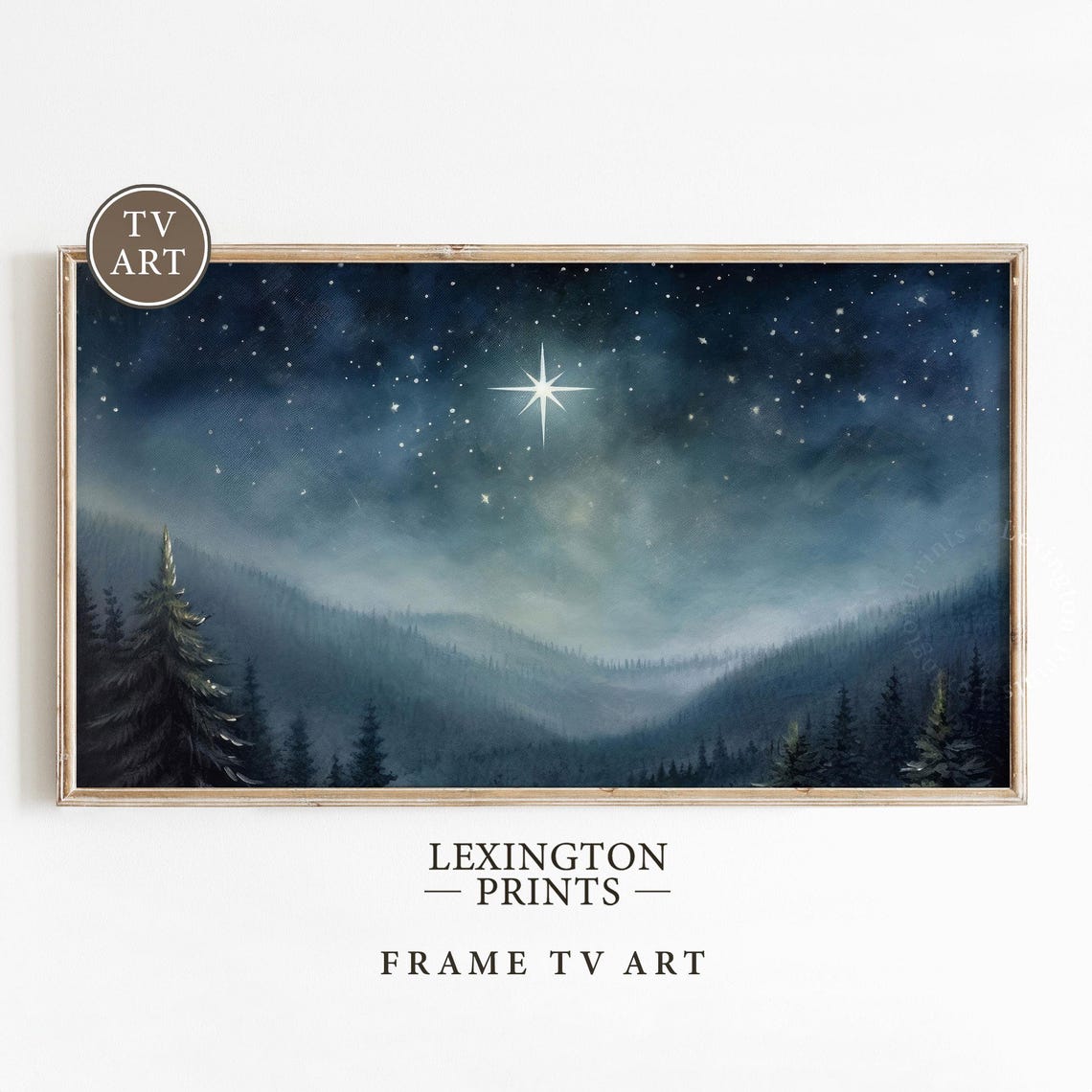 Christmas Nativity Star Misty Winter Valley Frame TV Art Night Poster