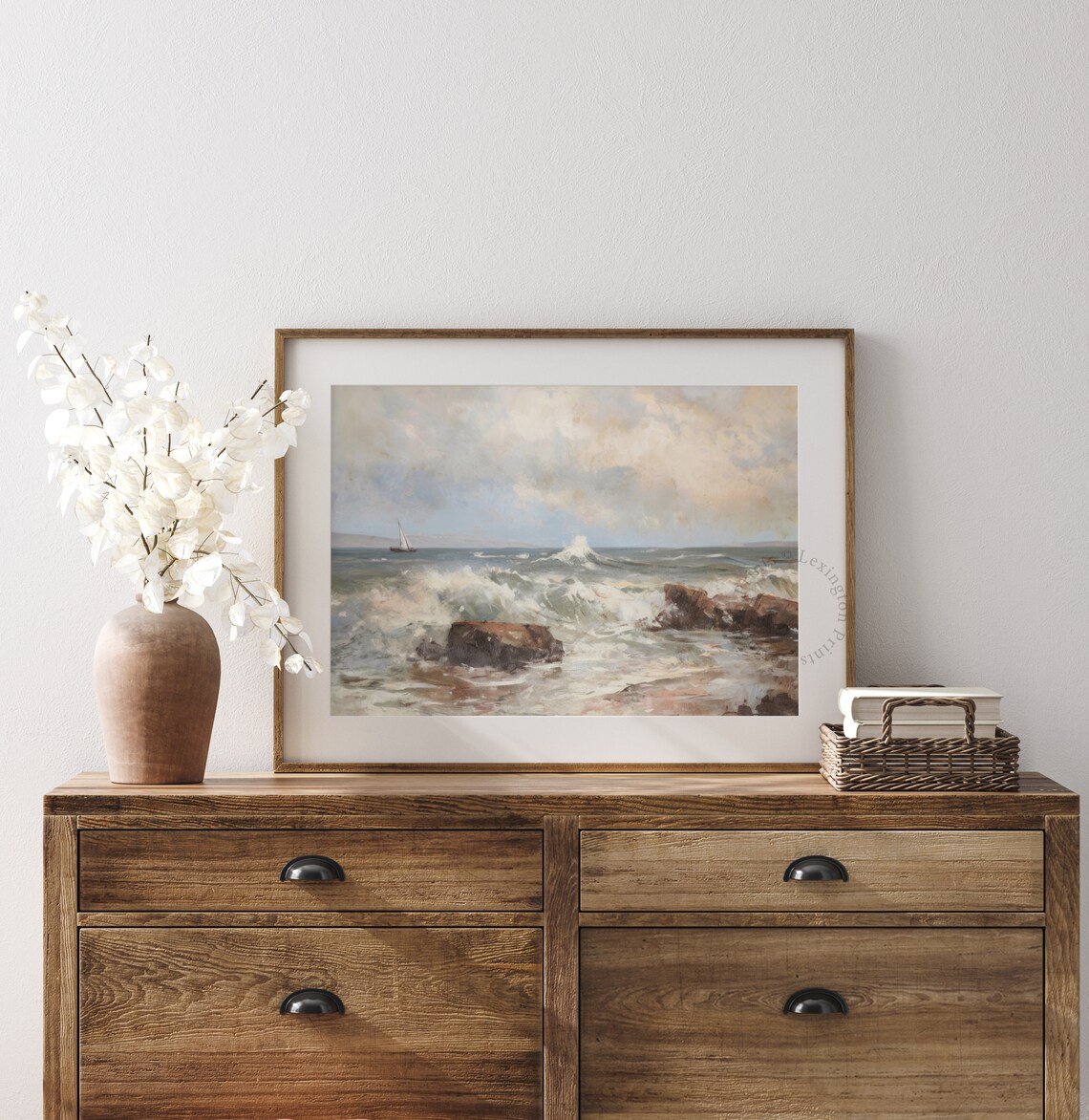 Sailboat Rocky Coast Ocean Waves Classic Seascape Painting Poster - Image 8