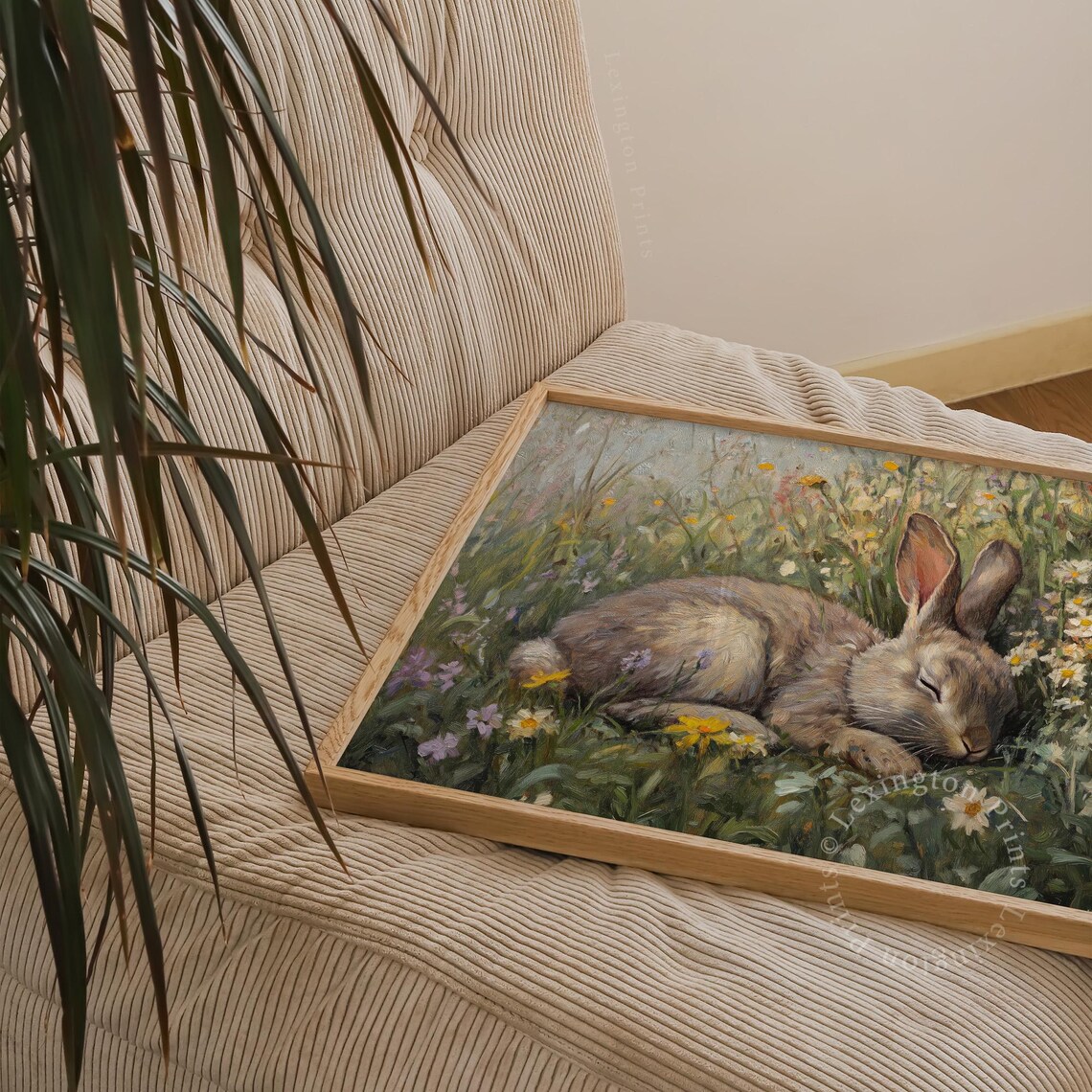 Sleeping Bunny Spring Wall Art, Wildflower Field Decor - Image 6