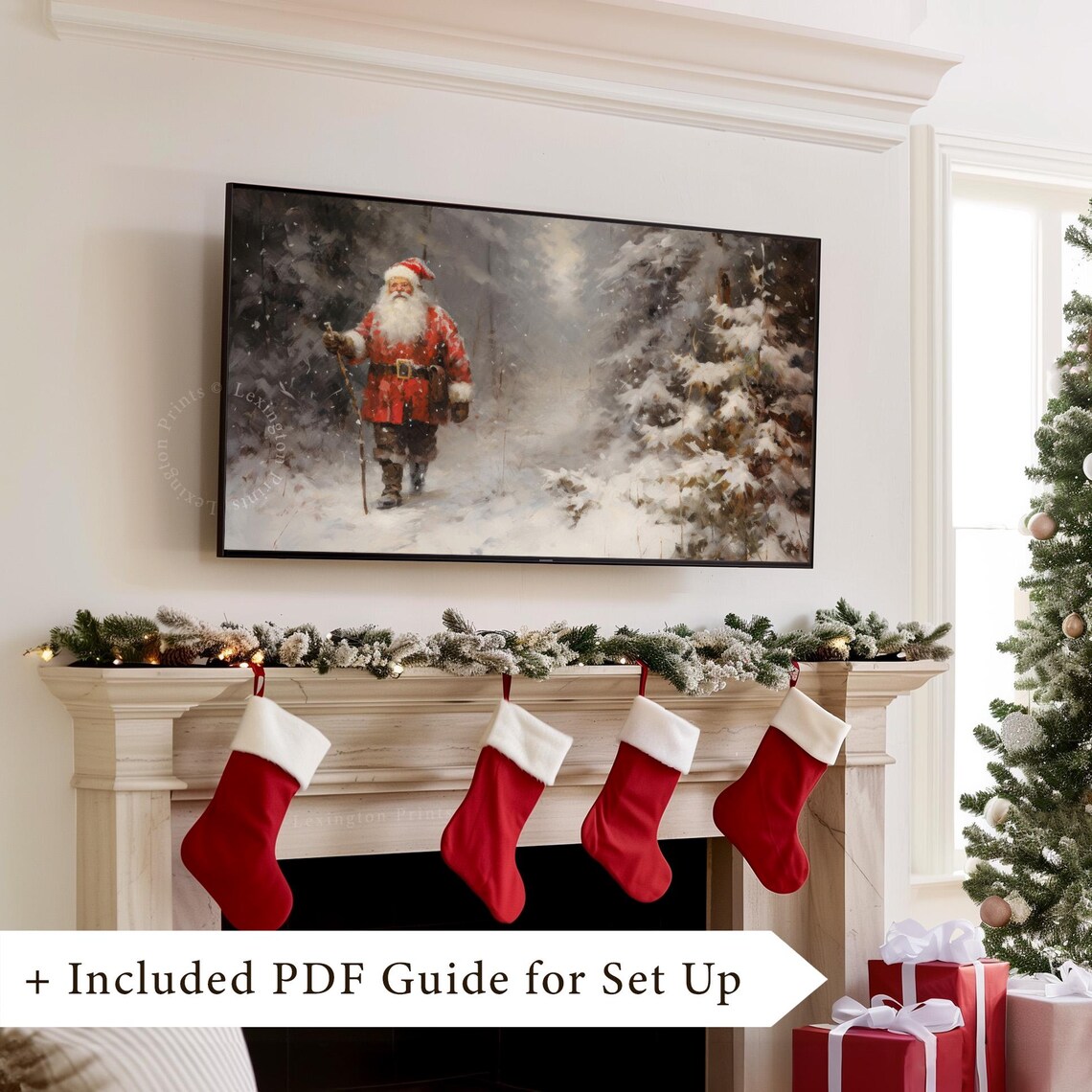 Santa Christmas Frame Tv Art Christmas Santa Christmas Wall Art Winter Forest Wall Art Vintage Christmas Tv Santa Print Christmas Decor 431 - Image 8