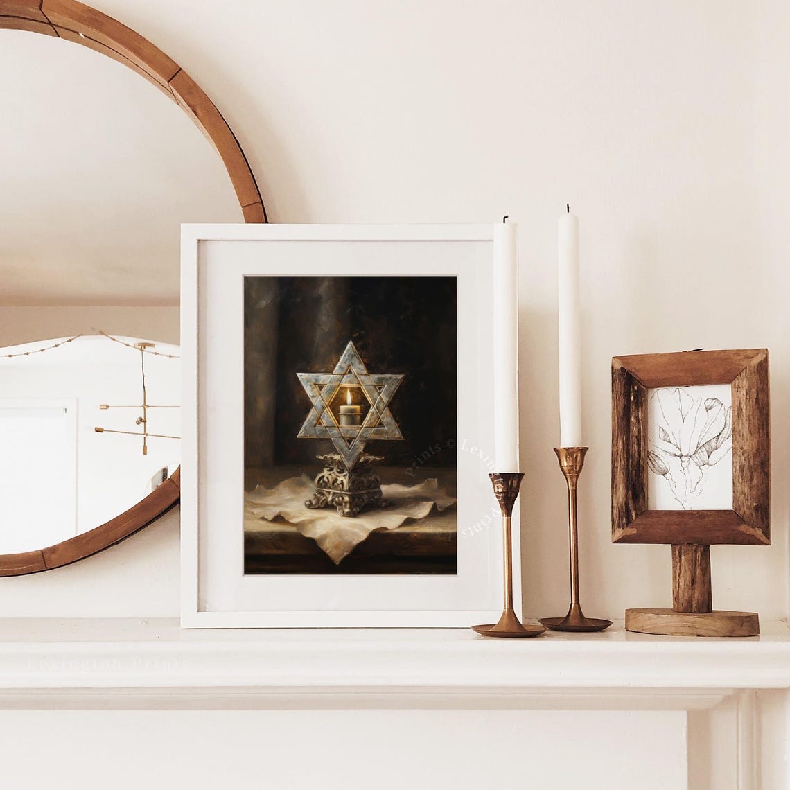 Vintage Jewish Wall Art Star Of David Art Oil Painting Art Jewish Print Star Of David Religious Art Hanukkah Decor Judaica Art 375 - Image 6