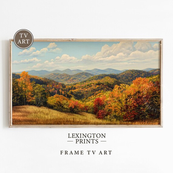 Autumn Mountain Landscape with Fall Foliage Hills Frame TV Art Print