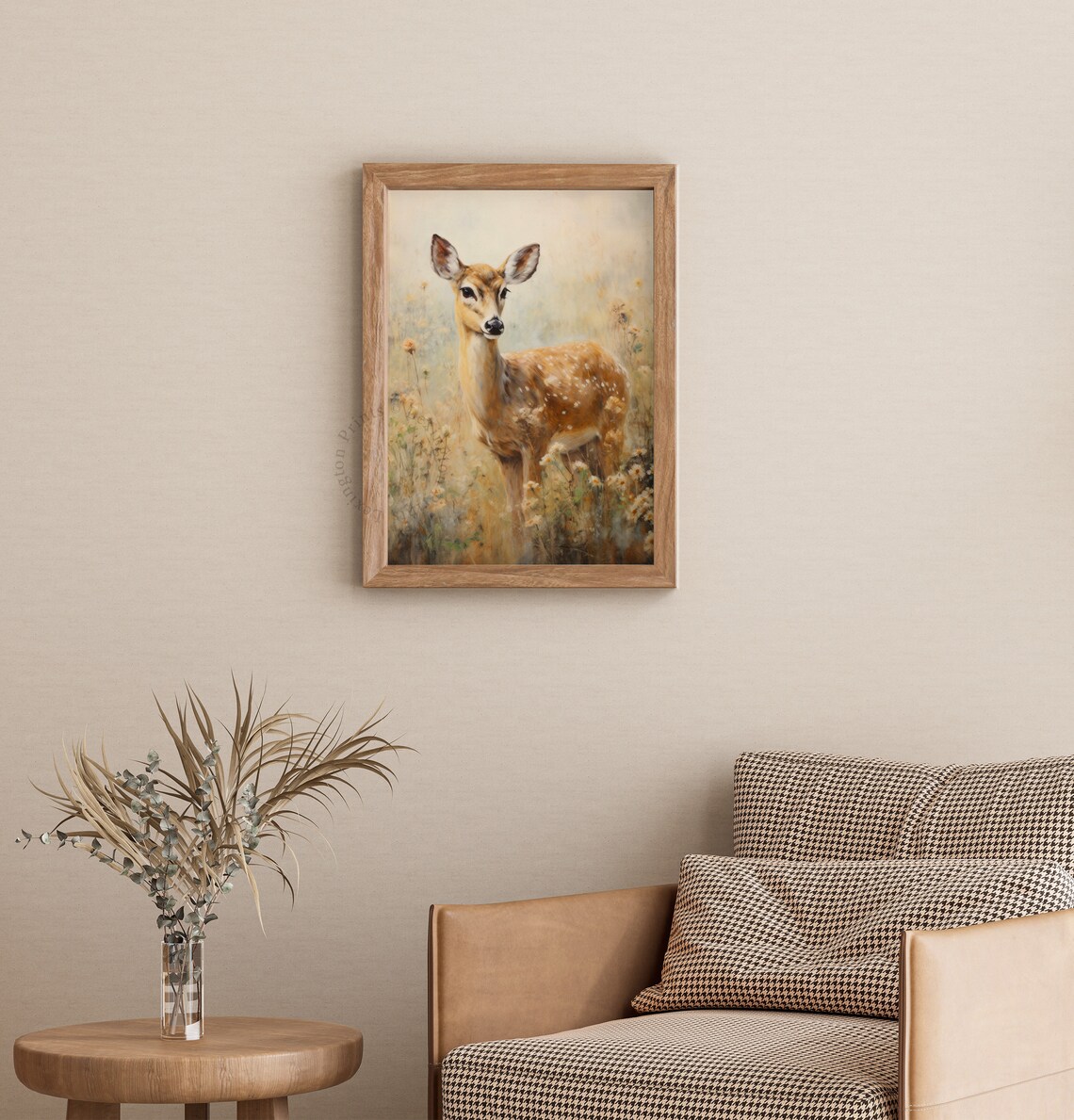 Spring Fawn Wildflower Field Vintage Deer Baby Painting Poster - Image 3