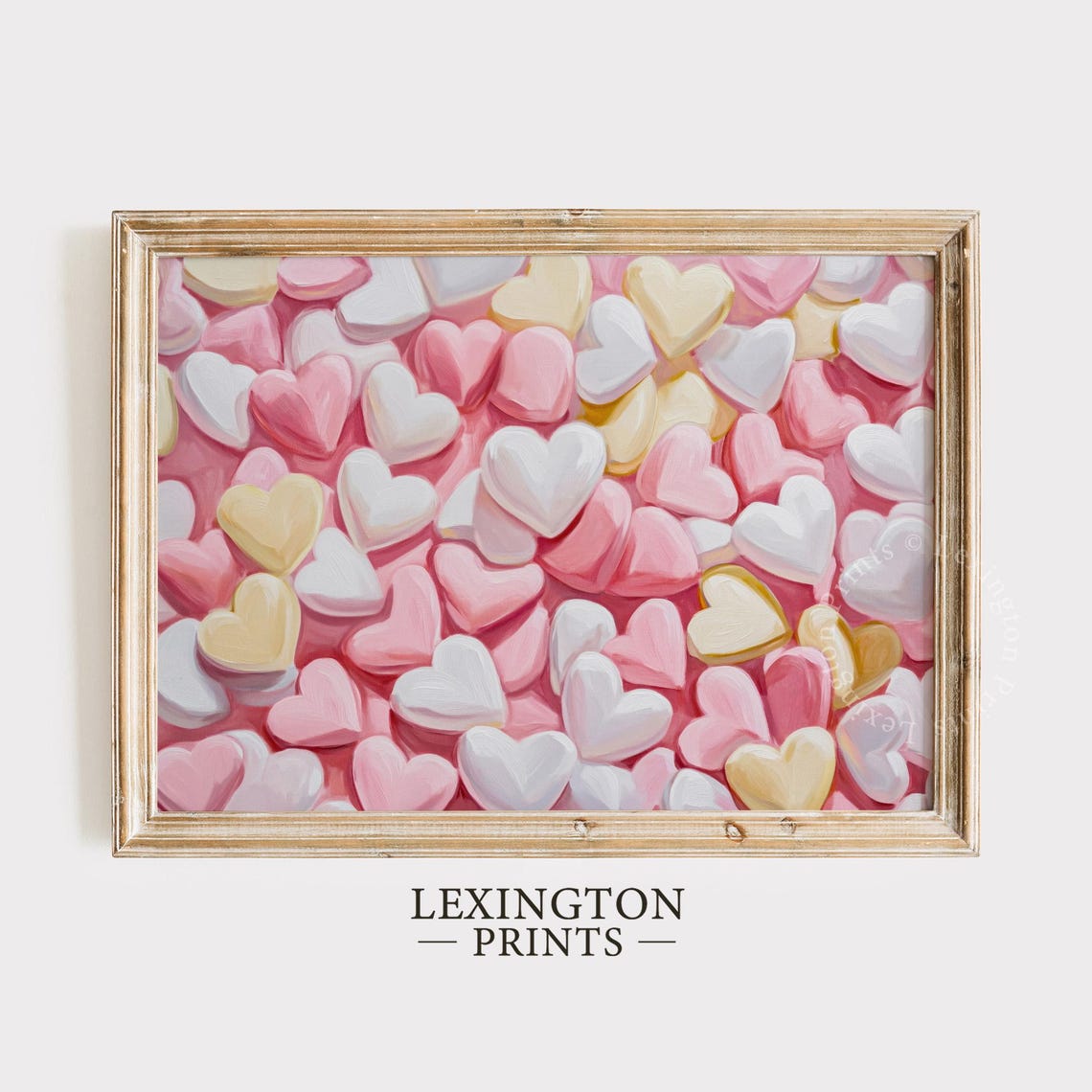 Pastel Candy Hearts Valentines Day Love Pattern Nursery Wall Art