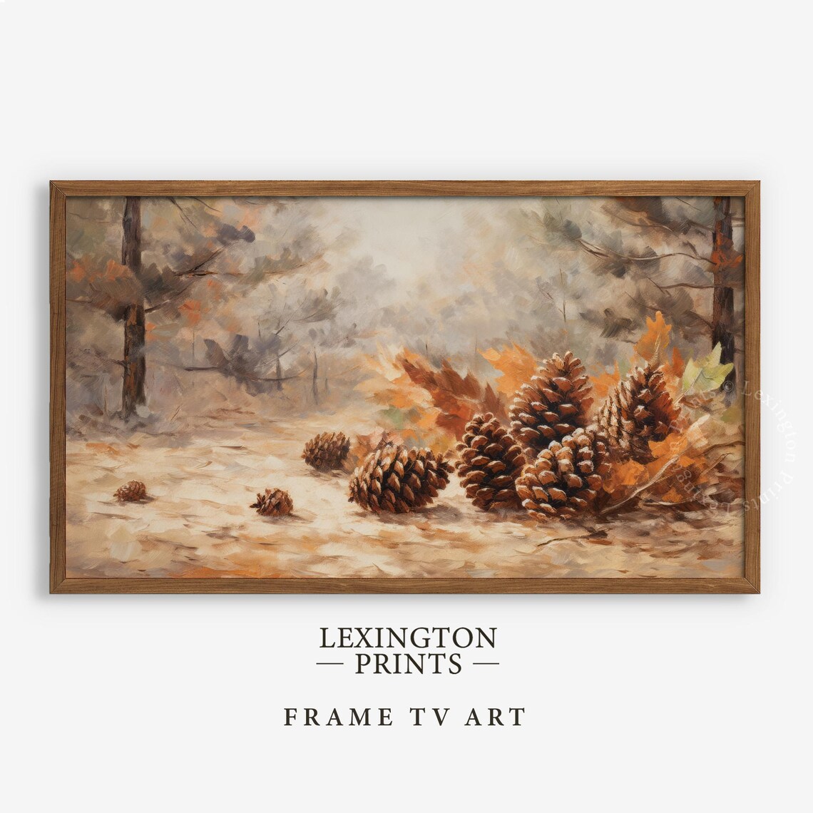 Pinecones and Autumn Leaves on Forest Floor Fall Painting Poster - Image 5