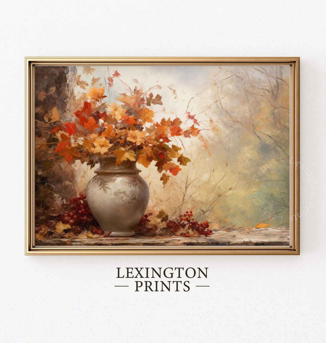 Autumn Leaf Bouquet in Vase Fall Harvest Floral Decor Poster - Image 3