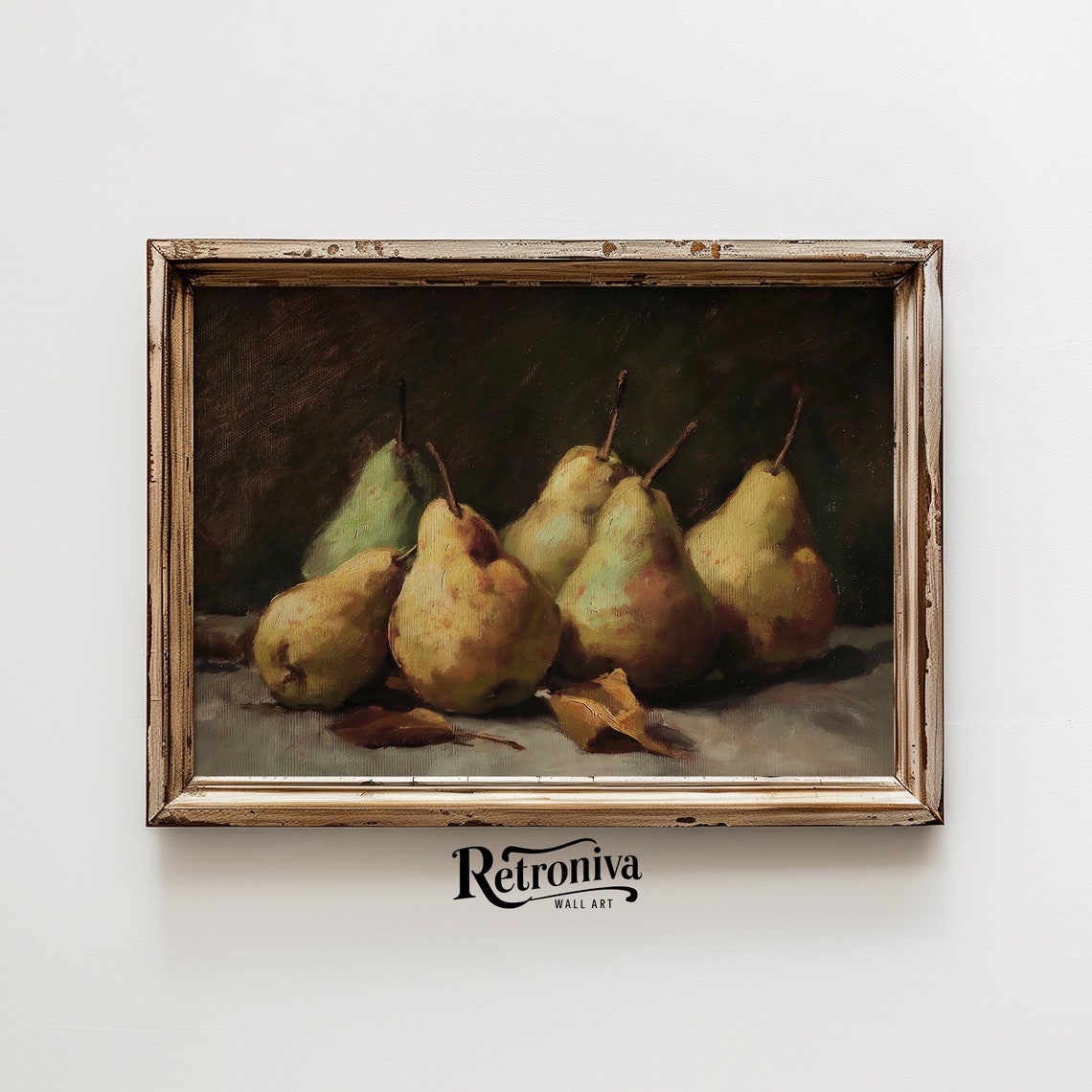 Pears Still Life Vintage Oil Painting Dark Moody Fruit Art Print - Image 6