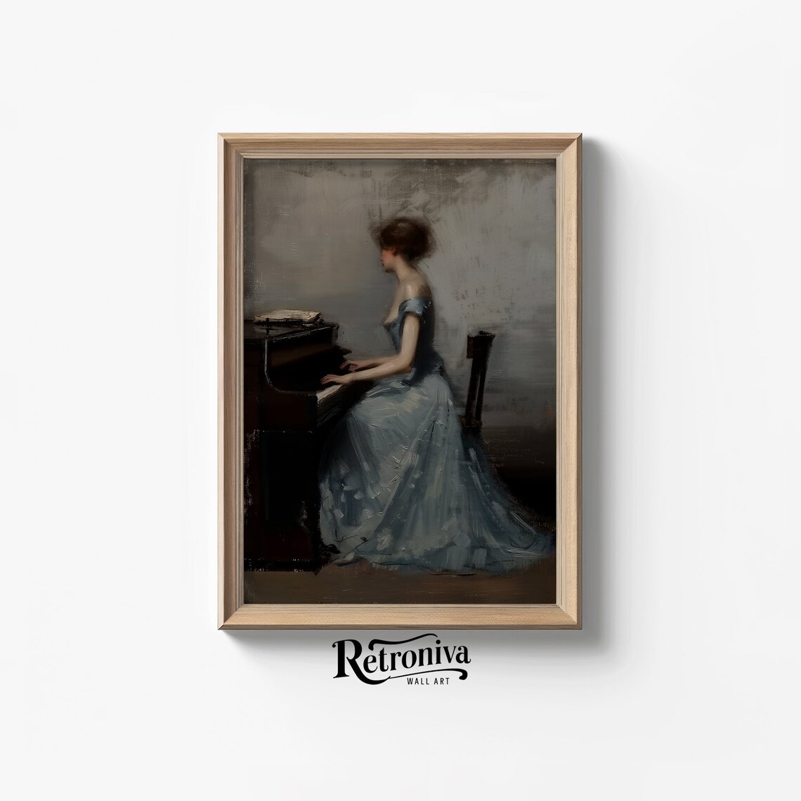 Antique Piano Playing Woman Portrait Art Print - Image 7
