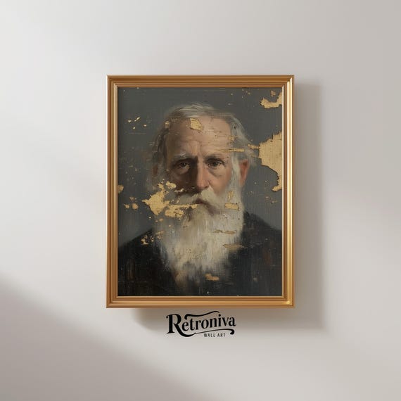 Antique Old Man Portrait Vintage Oil Painting Moody Portrait Art Print Farmhouse Wall Decor Retroniva Art Prt 016