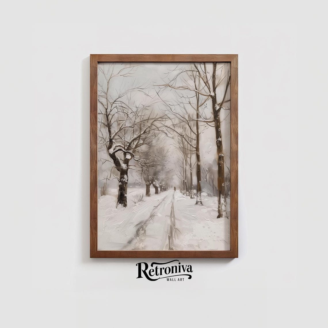 Snowy Country Road Through Bare Winter Trees Vintage Landscape Poster - Image 4