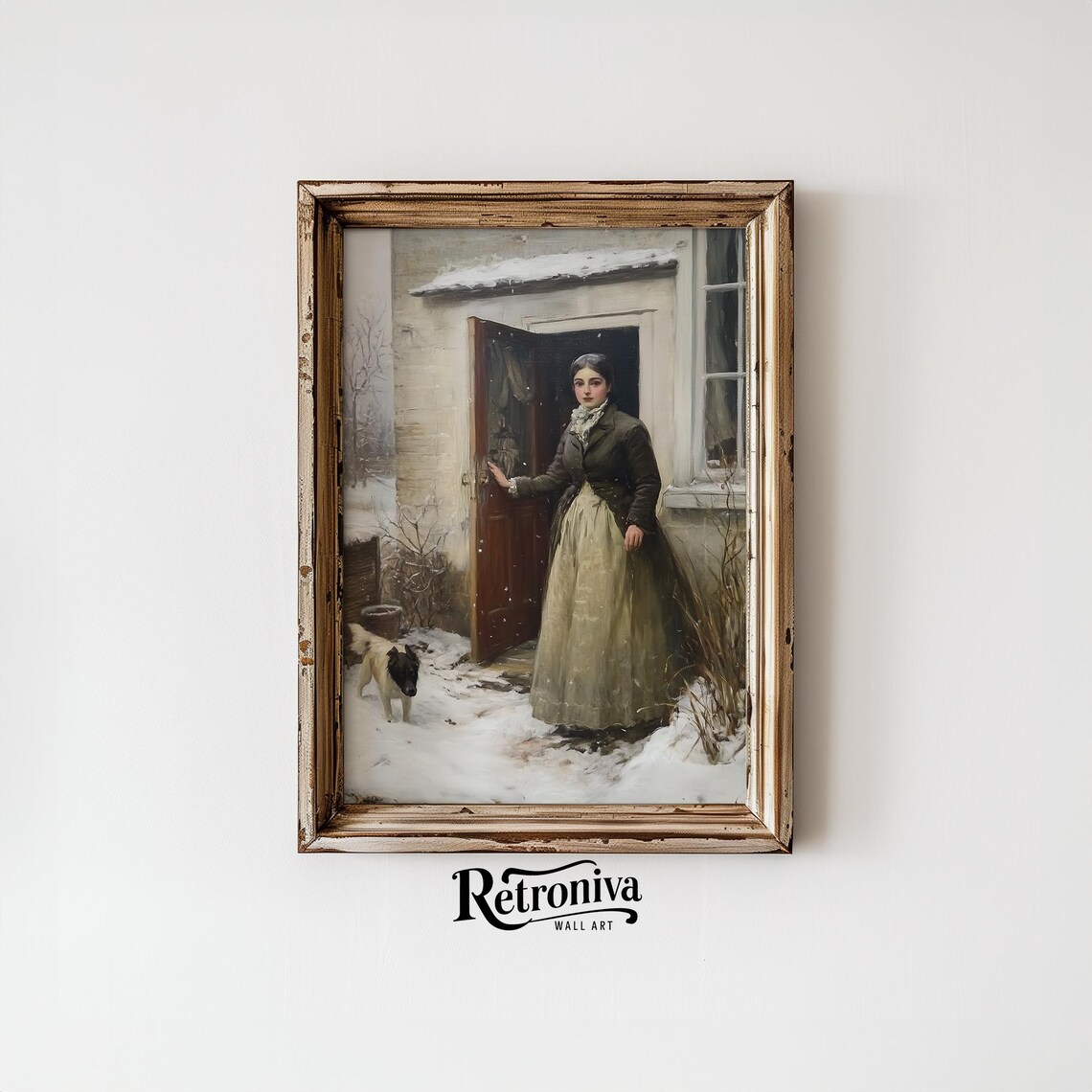 Vintage Victorian Woman With Dog Portrait Art Print - Image 6