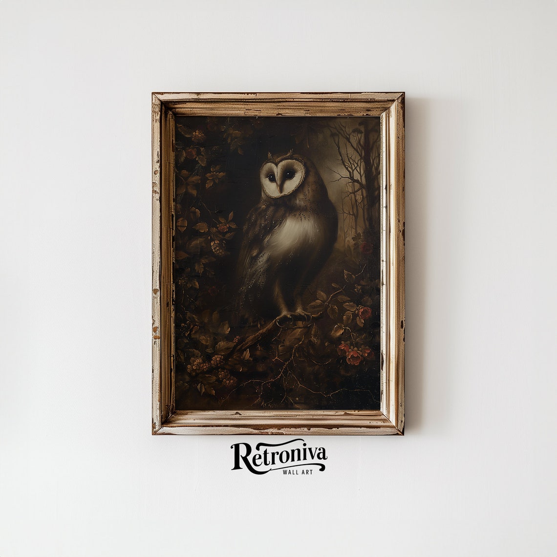 Antique Owl Portrait Oil Painting Dark Academia Amimal Print Vintage Bird Painting Moody Wall Art Retroniva Art Anm 005 - Image 4