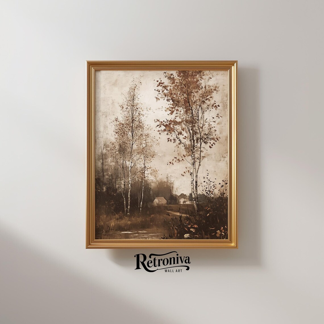 Vintage Moody Fall Stream Landscape Art Print - Image 2