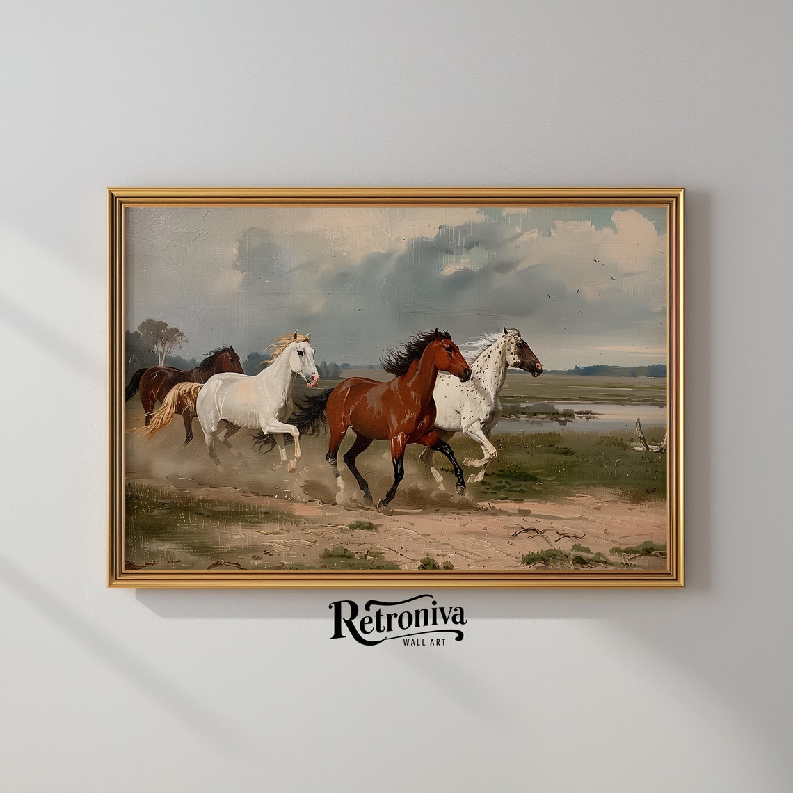 Wild Horses Running Country Oil Painting Horse Print Vintage Western Wall Art Horse Artwork Retroniva Art Anm 002 - Image 2