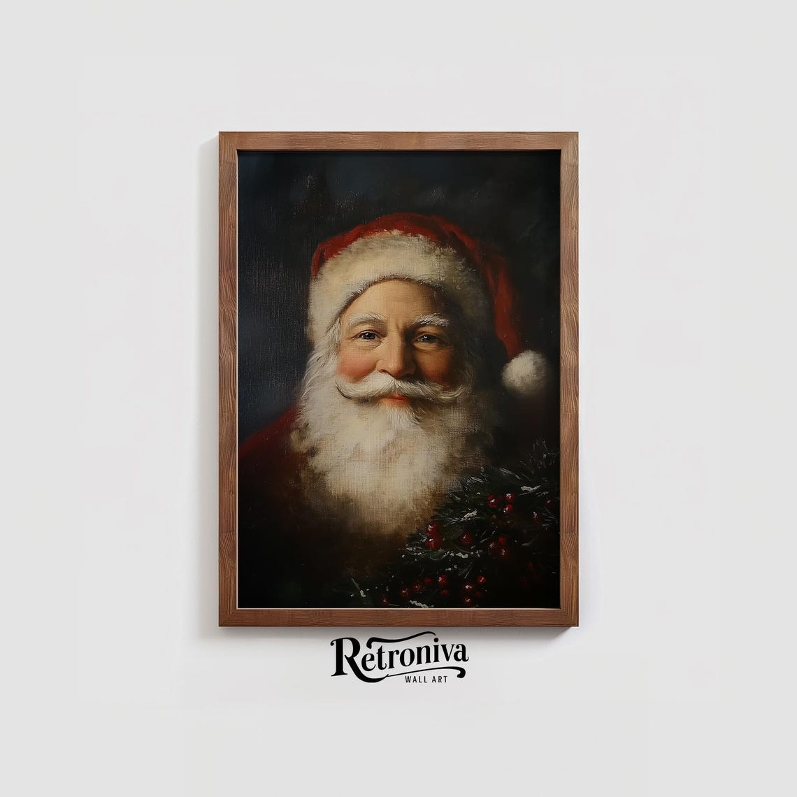 Antique Santa Claus Portrait Vintage Oil Painting Traditional Winter Art Print Christmas Wall Decor Retroniva Art Prt 010 - Image 3