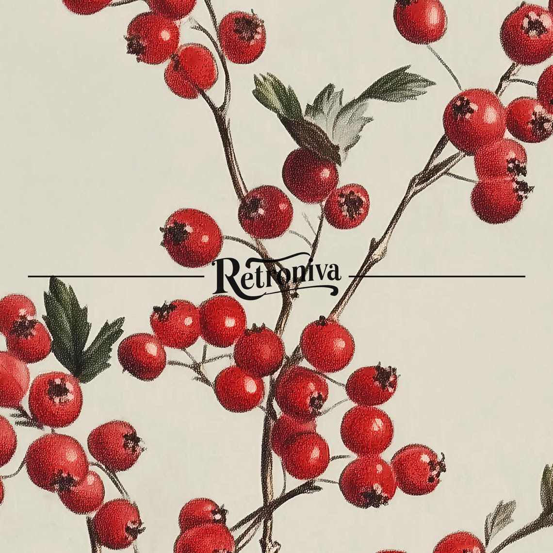 Vintage Botanical Study Of A Branch With Bright Red Berries Poster - Image 7