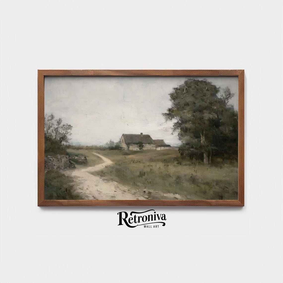 Rustic Countryside Cottage Landscape Vintage Oil Painting Moody Country Art Print Farmhouse Wall Decor Retroniva Art Lnd 013 - Image 3