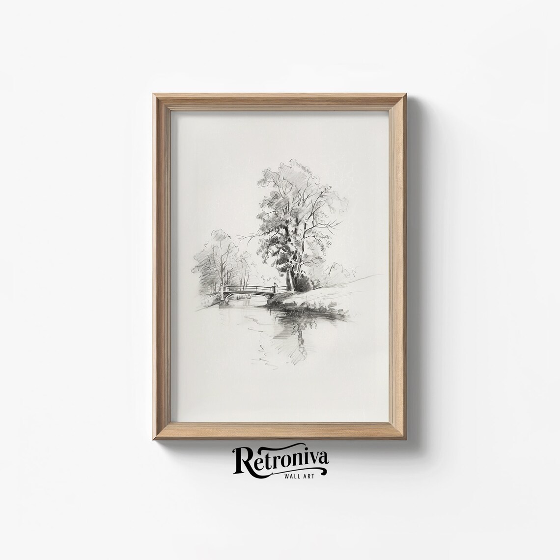 Countryside Bridge Landscape Vintage Sketch Art Print - Image 7