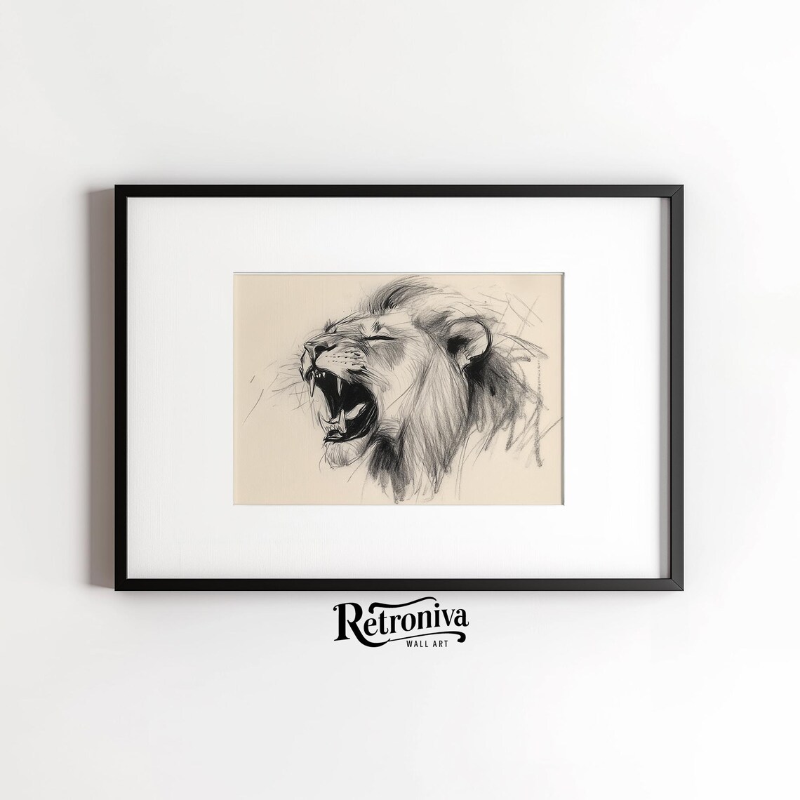 Roaring Lion Sketch Drawing, Vintage Animal Art Print - Image 6
