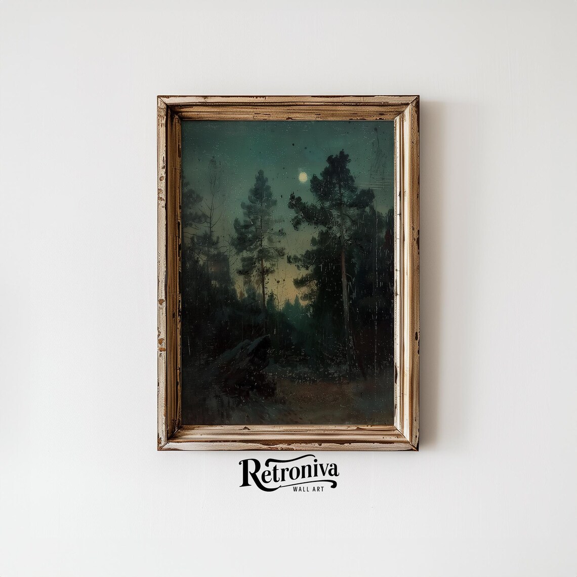Moody Night Forest Landscape, Dark Academia Art Print - Image 4