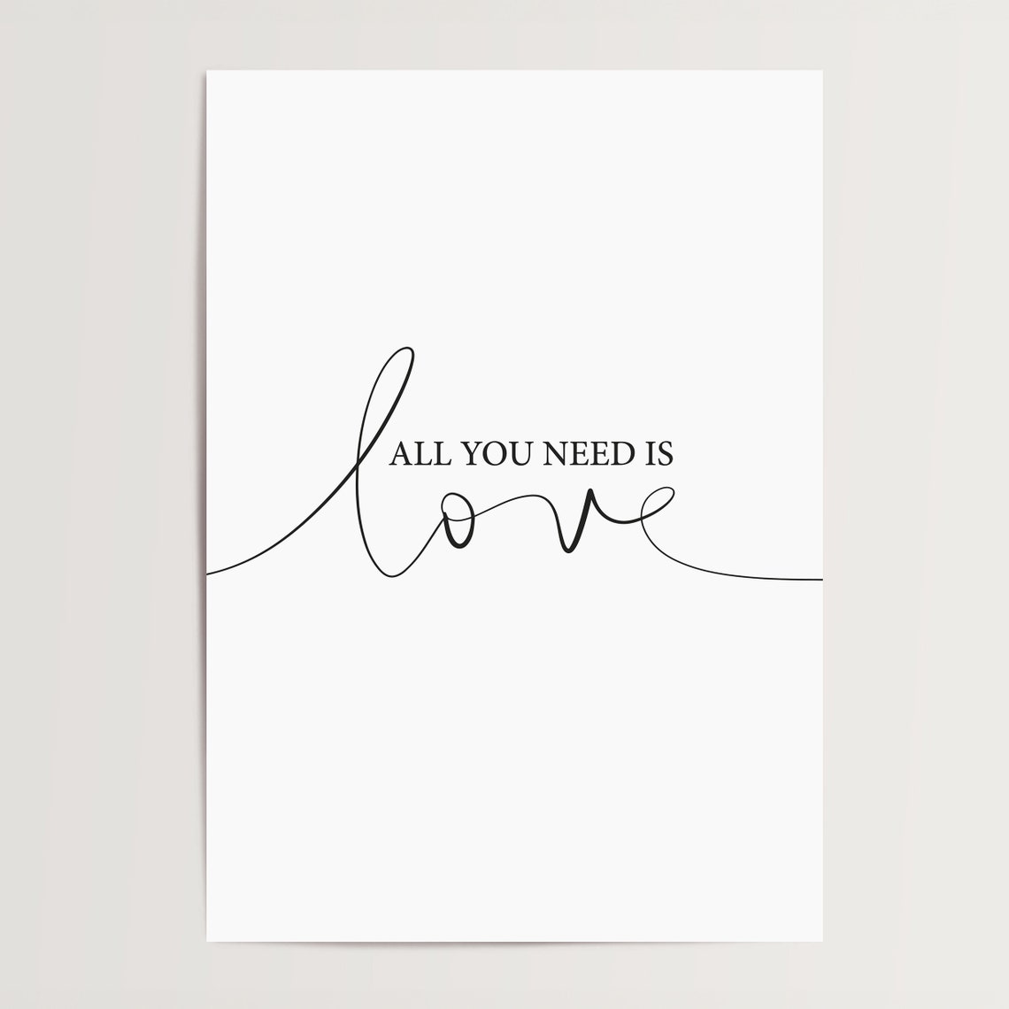 All You Need Is Love Elegant Script Romantic Wedding Quote Poster - Image 3
