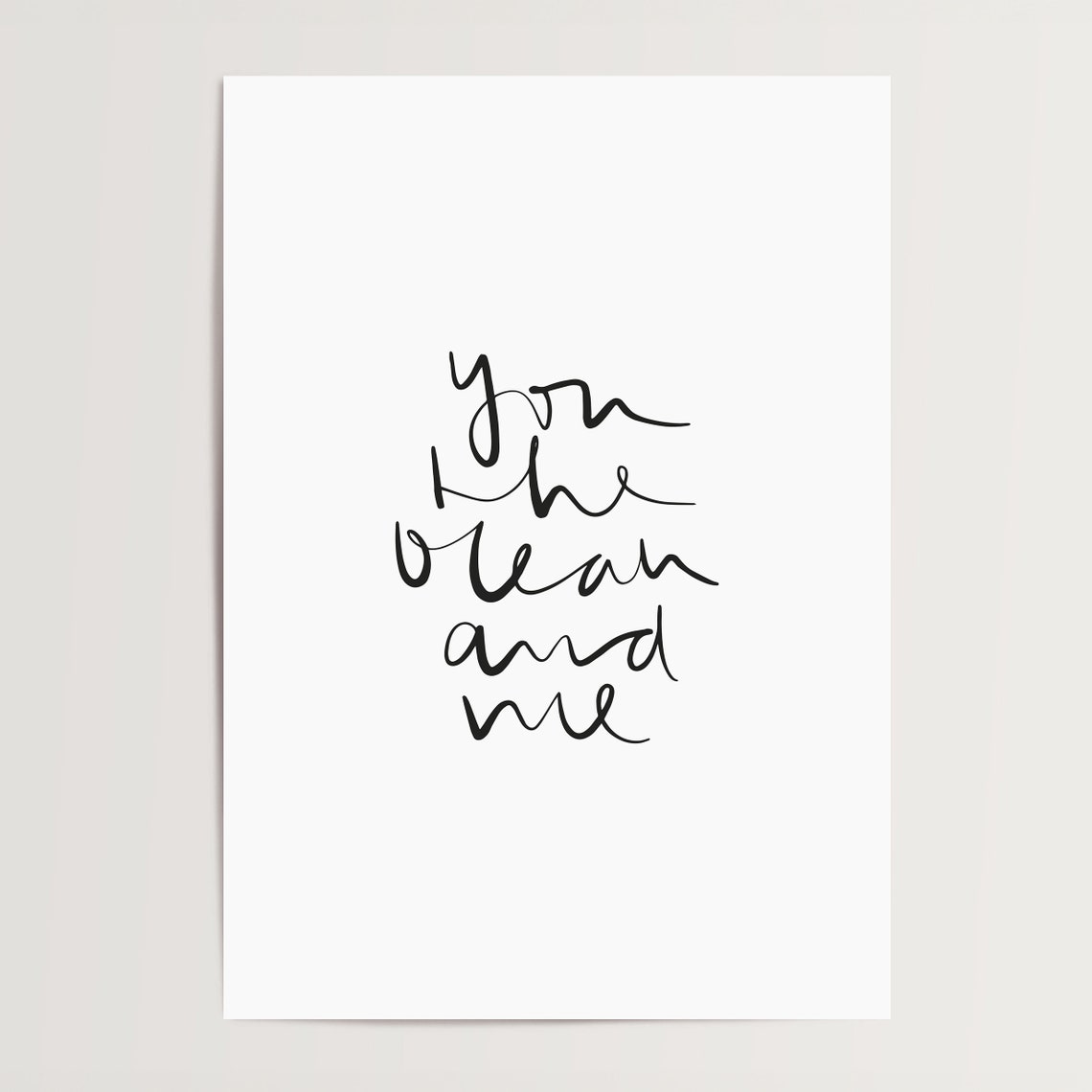 You The Ocean And Me Romantic Beach Script Love Quote Poster - Image 4