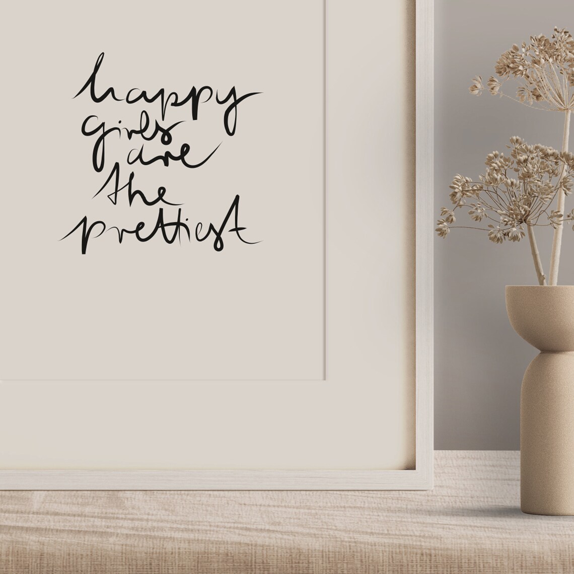 Happy Girls Are the Prettiest Hand Lettered Script Girls Room Poster - Image 3