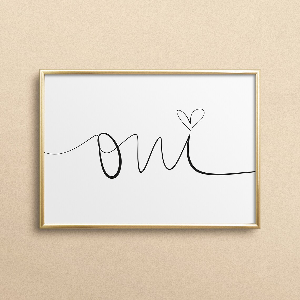 Oui Typography Art Print, Love Quote Poster
