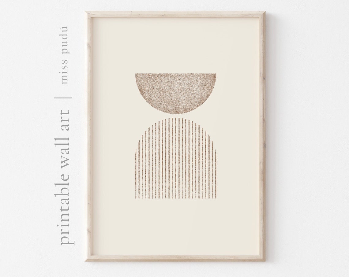 Mid Century Geometric Arch Beige Abstract Illustration Poster
