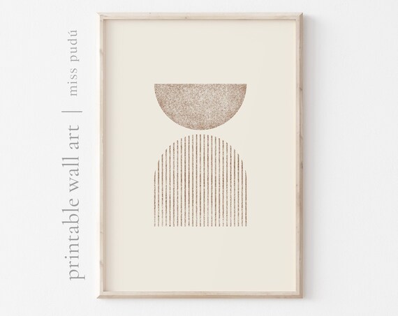 Geometric Poster Mid Century Illustration Download Modern Wall Art Sienna Beige Print Scandinavian Home Decor