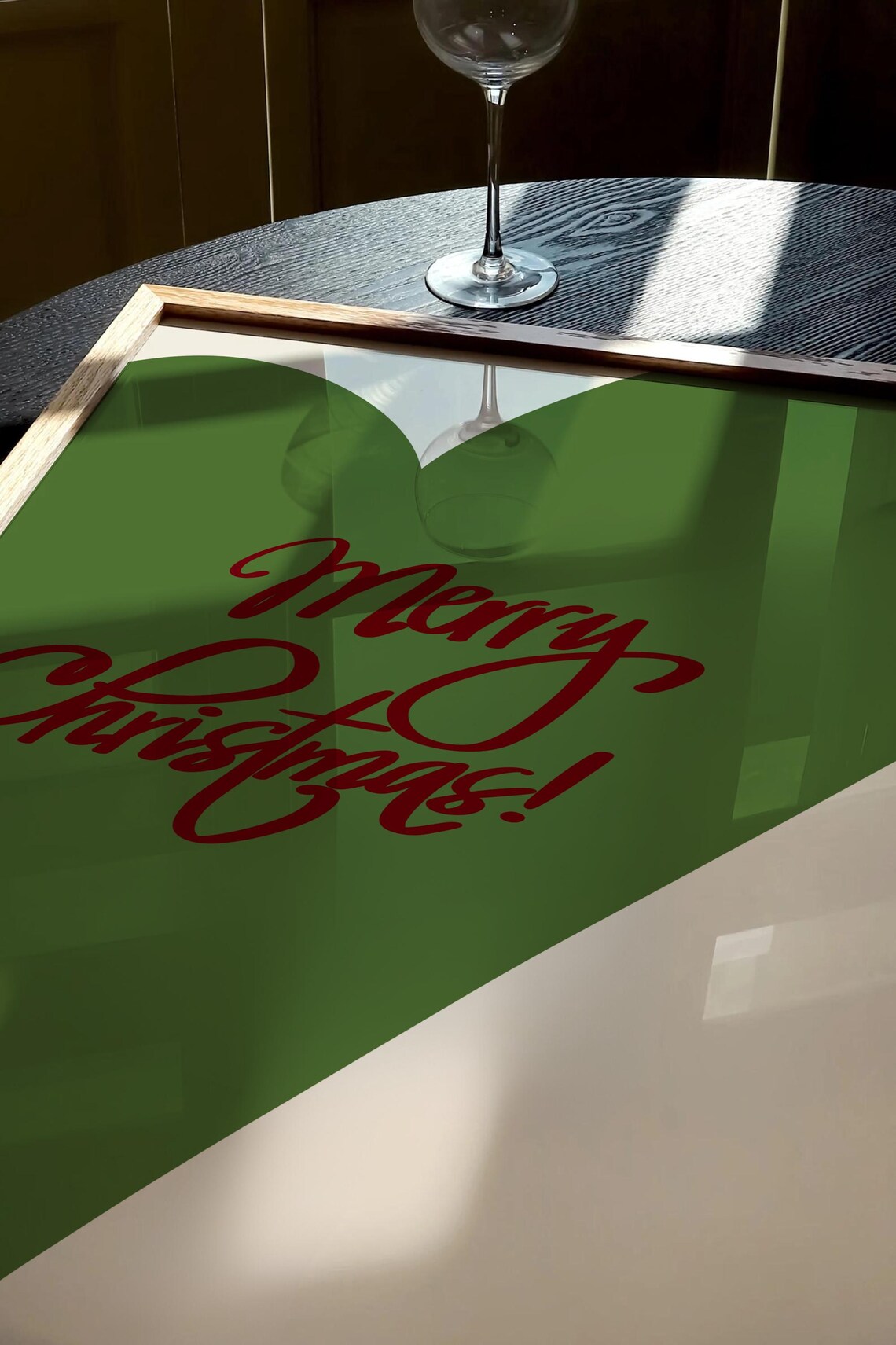 Merry Christmas Green Heart Modern Holiday Script Wall Poster - Image 2