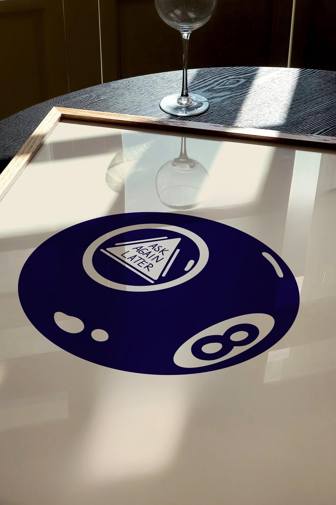 Magic 8 Ball Ask Again Later Navy Retro Billiard Fortune Teller Art Print - Image 2
