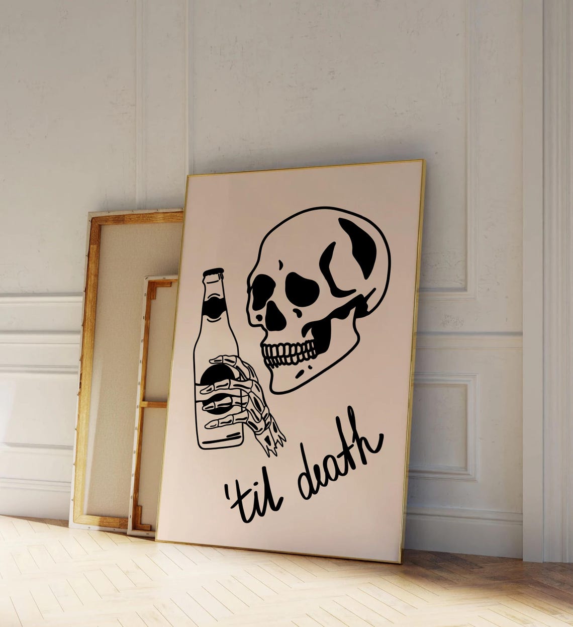 'Til Death Skeleton Skull Drinking Bottle Edgy Goth Quote Poster - Image 2
