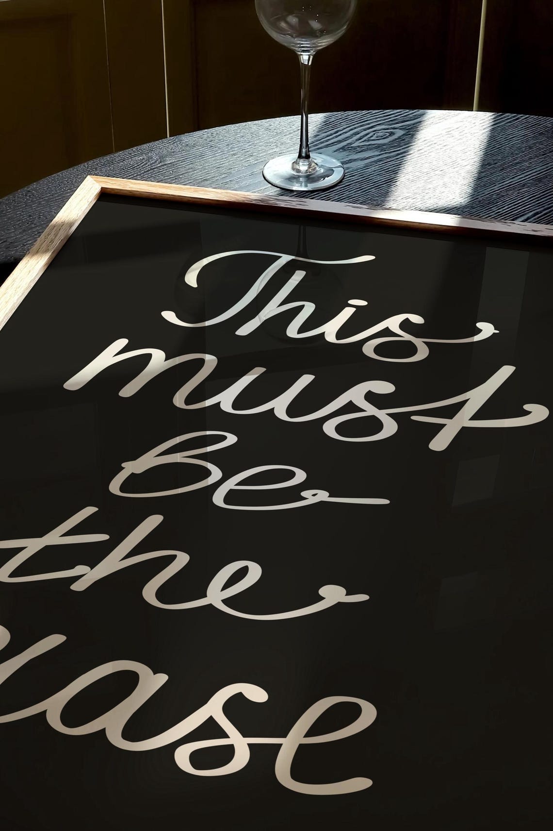 This Must Be the Place White Script on Black Minimalist Quote Poster - Image 2