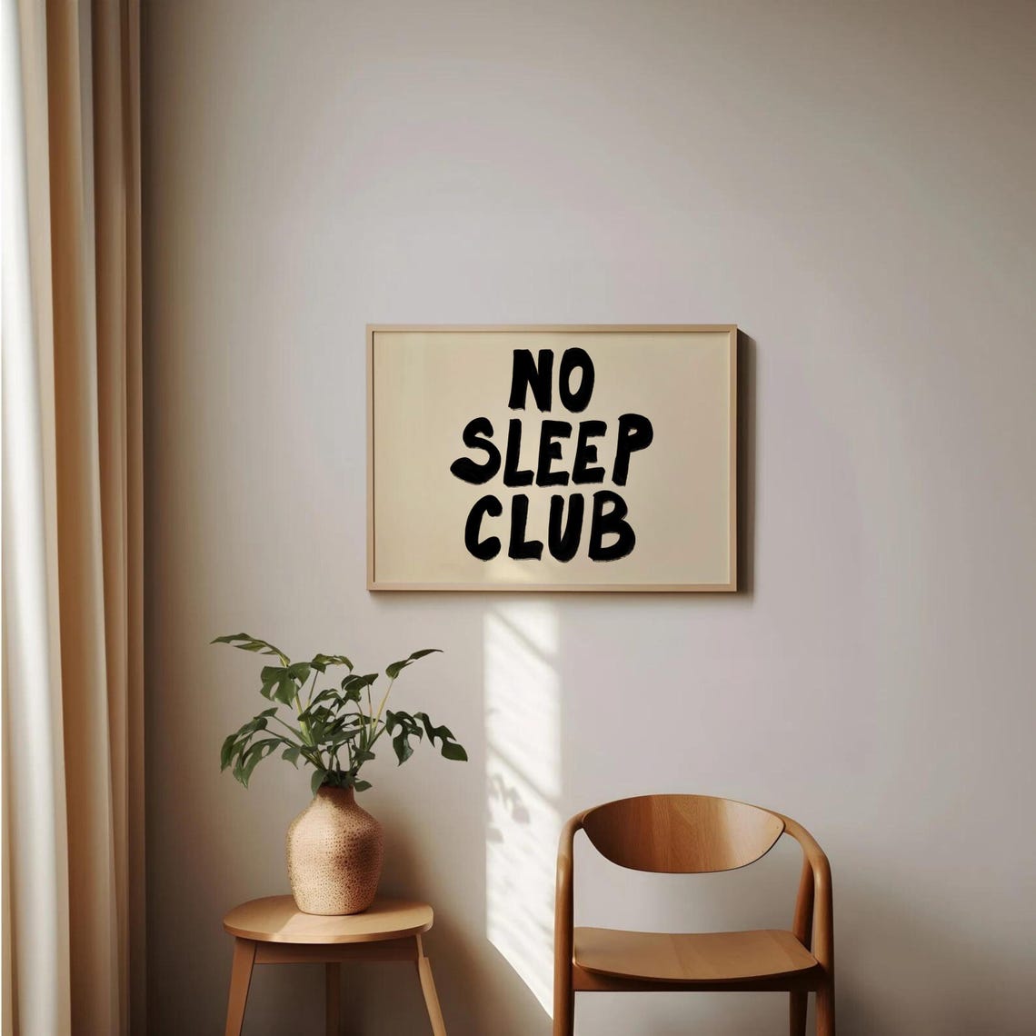 No Sleep Club Dorm Sign Print Horizontal Retro Print Dorm Room Prints Teen Girl Bedroom Prints College Apartment Y2k Wall Art - Image 3