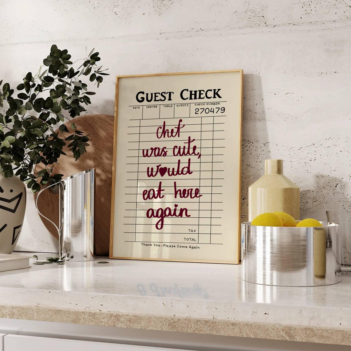 Guest Check Chef Was Cute Retro Kitchen Art Print - Image 2