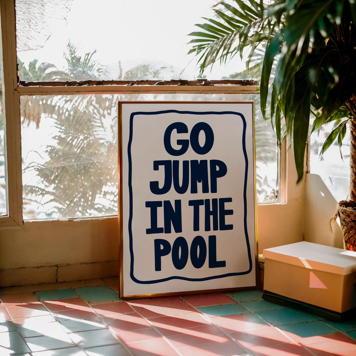 Go Jump In The Pool Bold Navy Typography Summer Pool Party Poster - Image 3