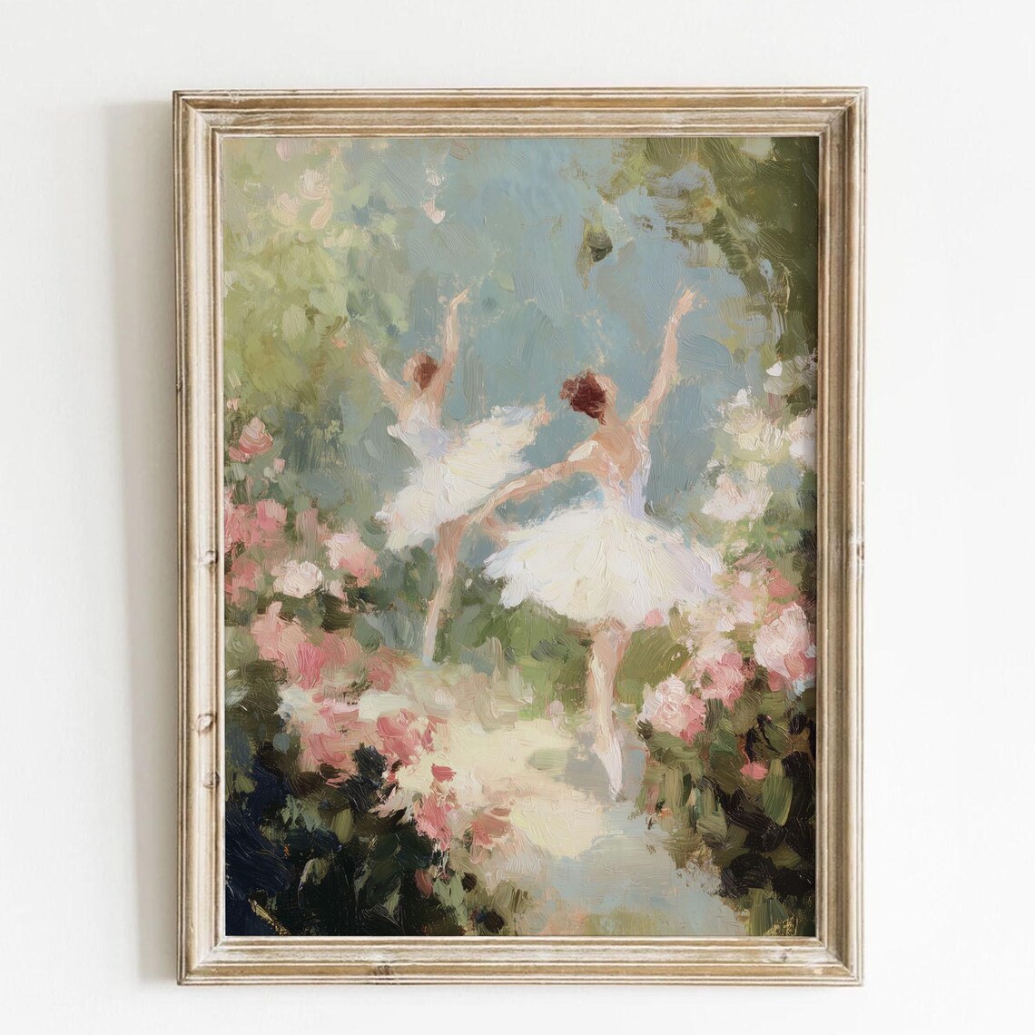 Ballerinas Dancing In Garden, Vintage Spring Art Print