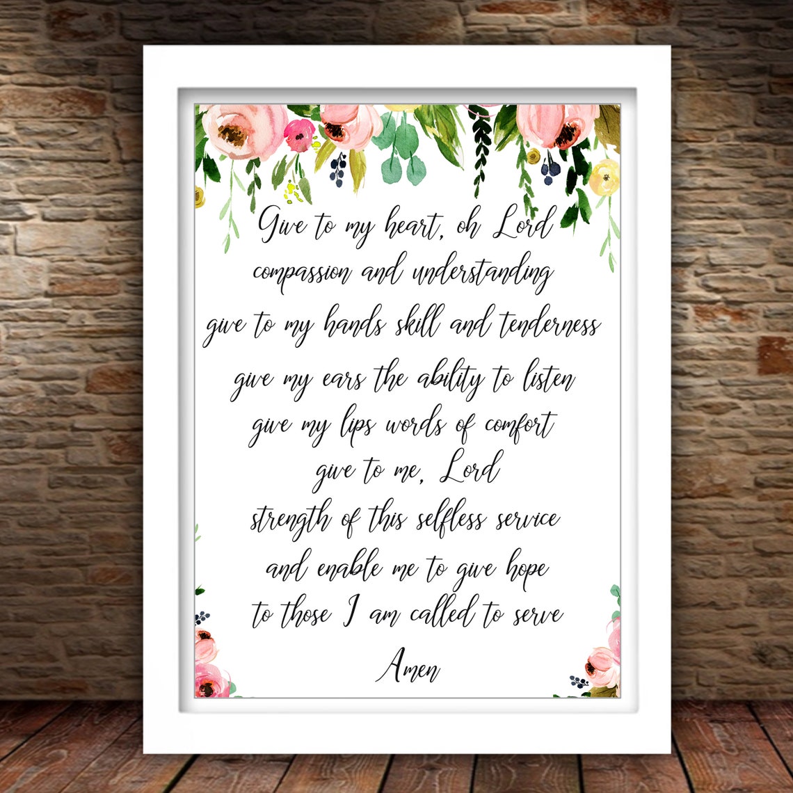 Nurses Prayer Floral Watercolor Nurse Graduation Gift Poster - Image 2