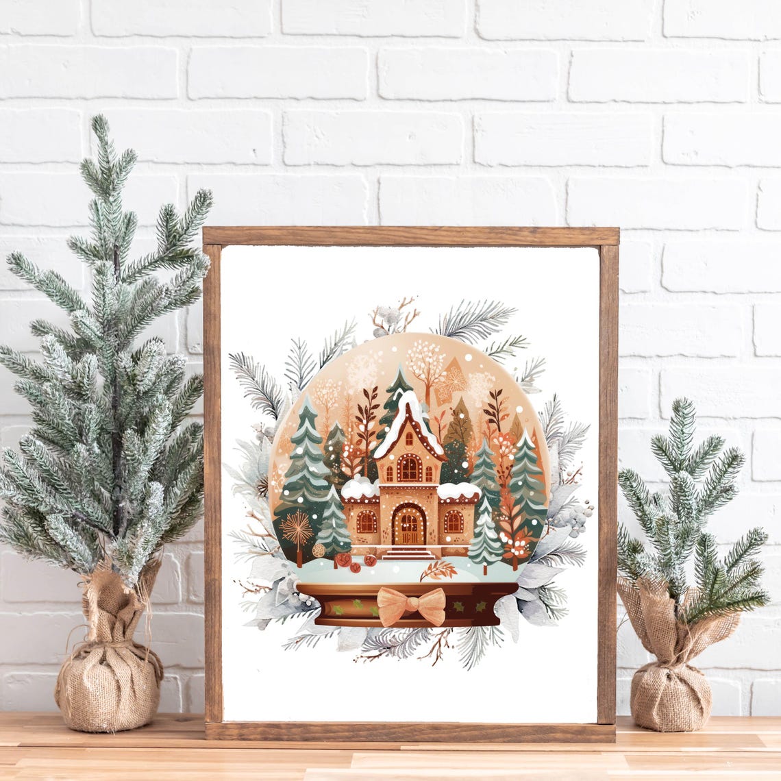 Christmas Snow Globe With Cozy Cottage Snowscape Holiday Decor Poster - Image 3
