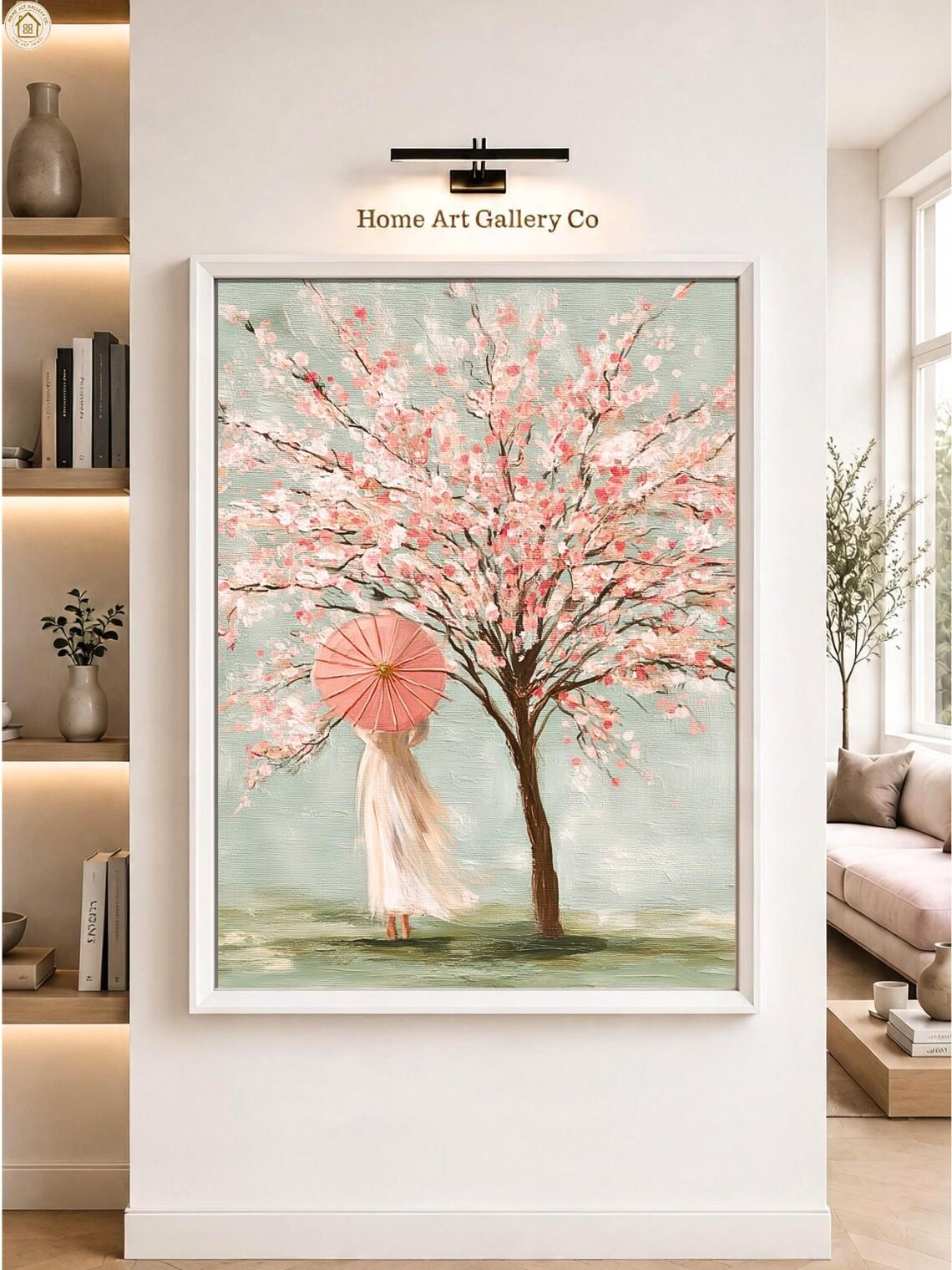 Japanese Cherry Blossom Japandi Oil Painting Print