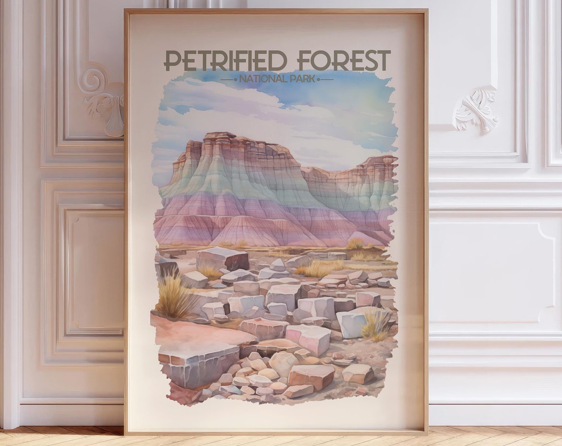 Petrified Forest National Park Desert Badlands Watercolor Poster