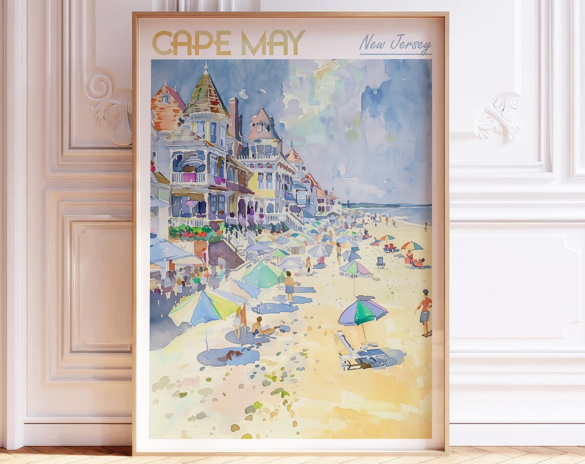 Cape May New Jersey Watercolor Travel Poster
