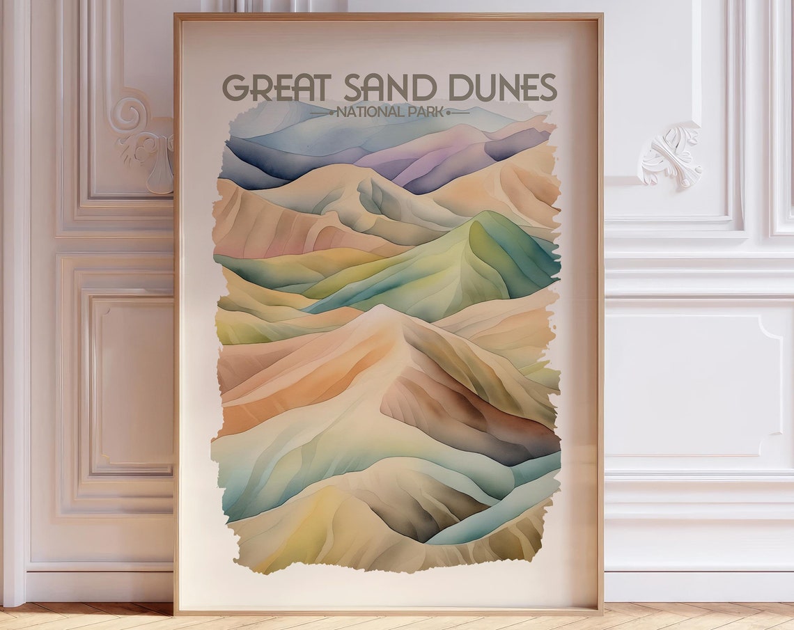 Great Sand Dunes National Park Pastel Dunes Watercolor Poster