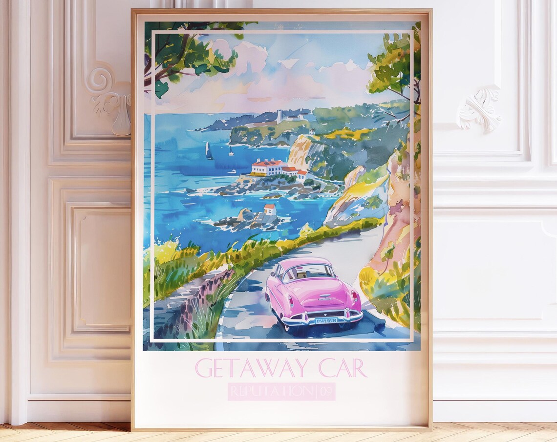 Getaway Car Song Watercolor Art Print, Soft Pastel